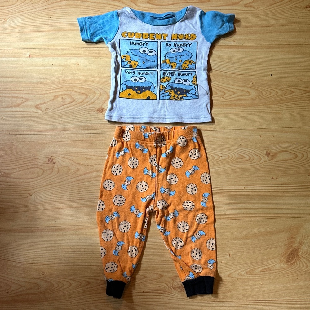 Sesame Street Cookie Monster Pajama Set - Blue and Orange